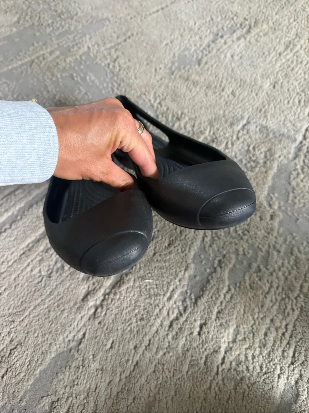Crocs Black Sienna Ballet Flats Comfort Slip On lightweight cutout 10